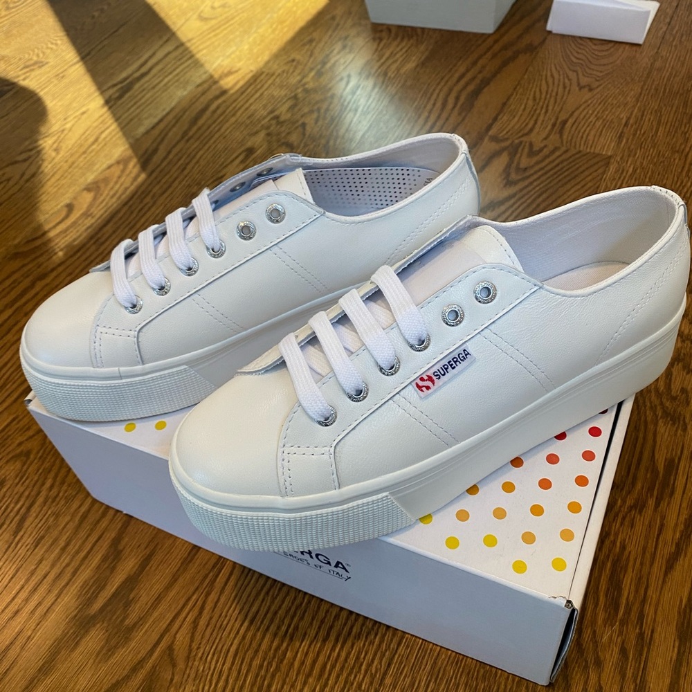 Superga 2790 Napa white sneakers. Size 9.5. Never been worn!